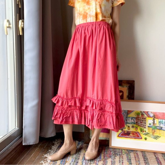 Krista Larson red petticoat lace midi skirt - Picture 2 of 8